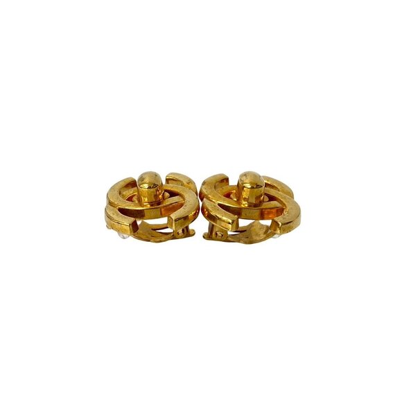 CHANEL Vintage Gold Logo Earrings